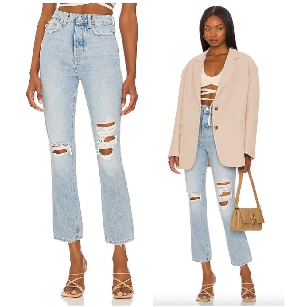 LOVERS AND FRIENDS Reece High Rise Slim Straight in Wash Robertson Size US 26